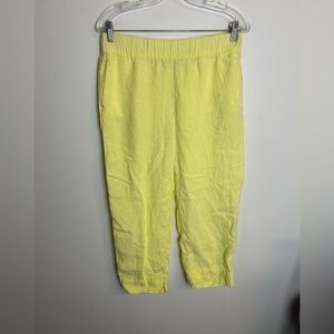 PureJill Garment Died 100% Linen Butter Yellow Pull on pants Size S Natural